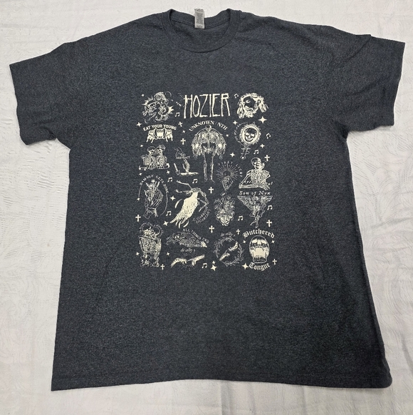 Gildan Other - Hozier Unreal Unearth Tour Collage T-Shirt - Charcoal Grey - Large